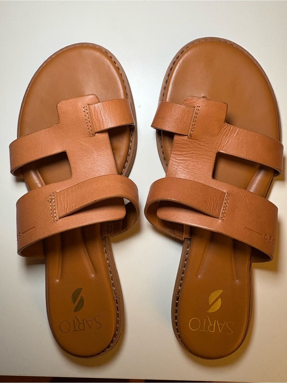 Franco Sarto A-Gretta Leather Sandals Women’s Size 7.5M Cognac Brown - Picture 3 of 15